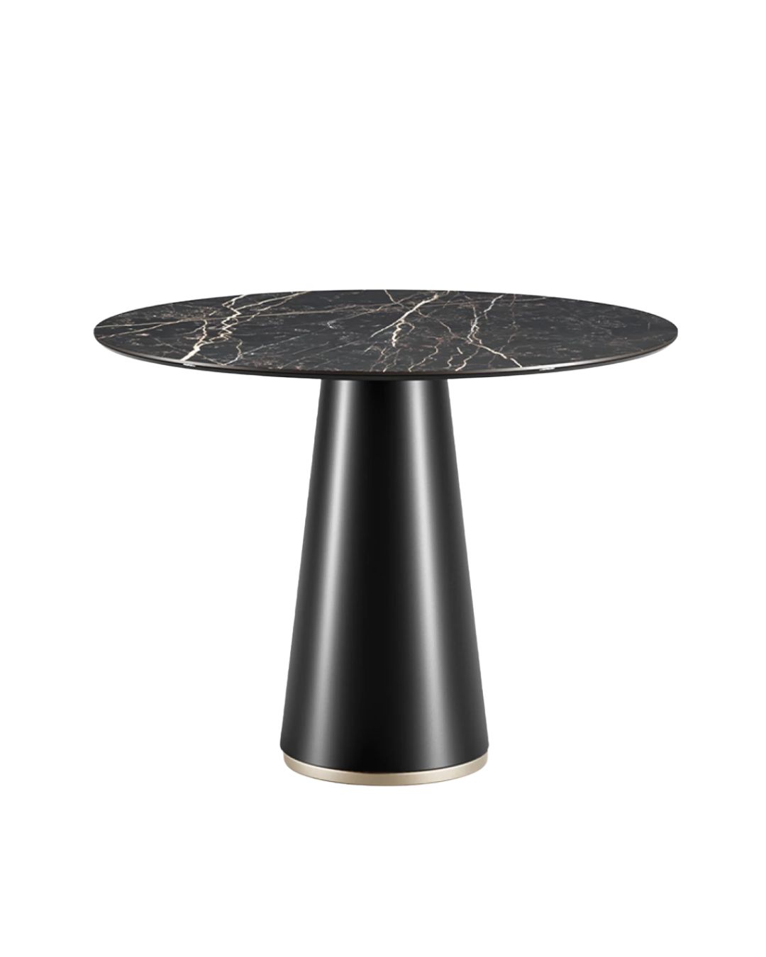 Pietų stalas su kūgio formos koja ir keramikiniu stalviršiu