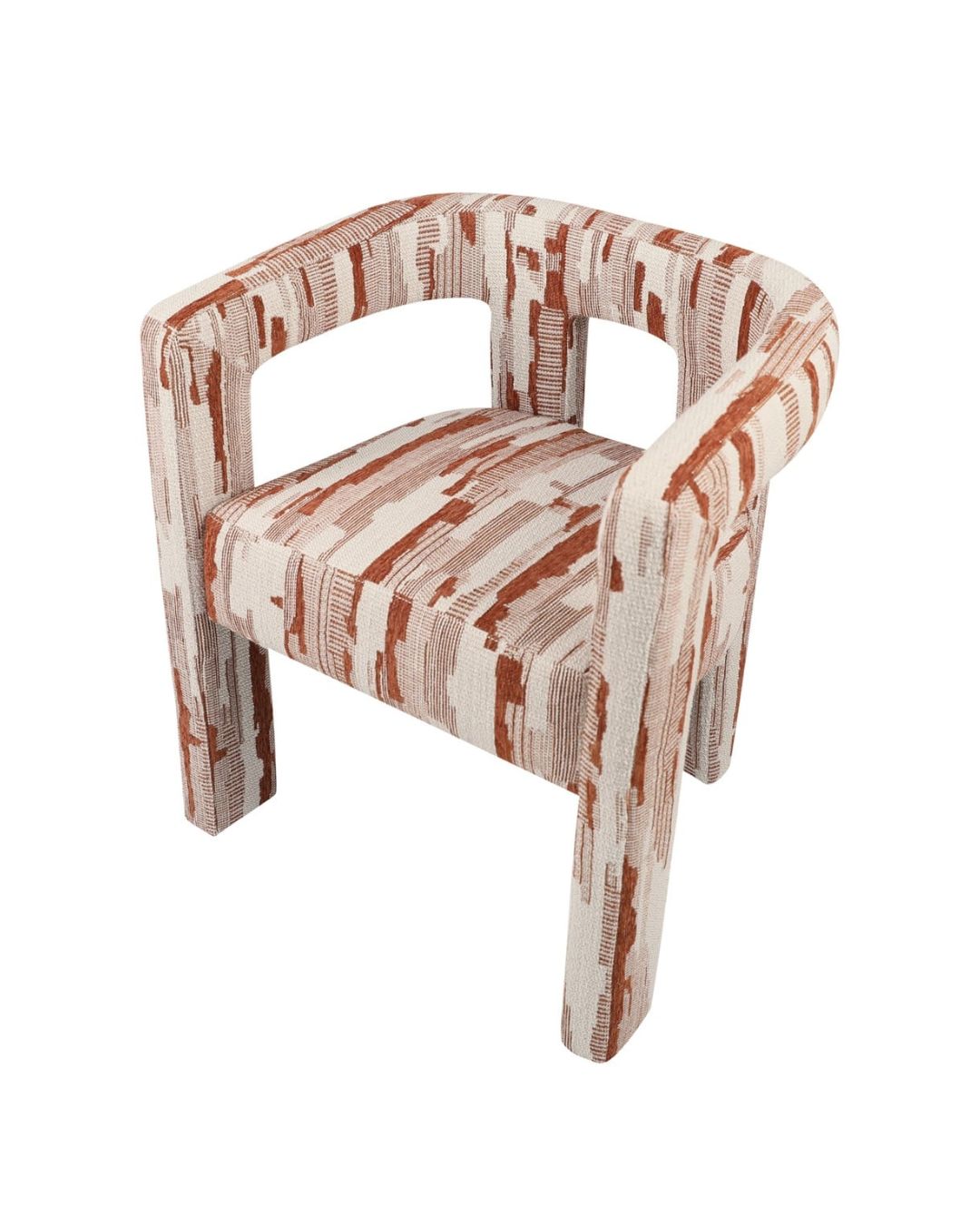 Išskirtinio dizaino valgomojo kėdė su porankiais Madison ir margu audiniu