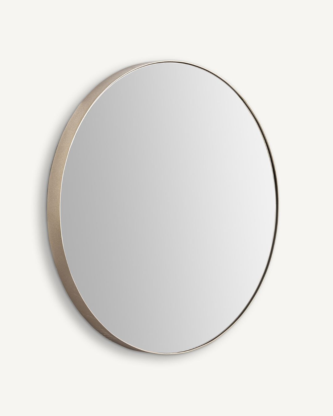 Apvalus veidrodis su aukso spalvos metaliniu rėmeliu iš Vical Home
