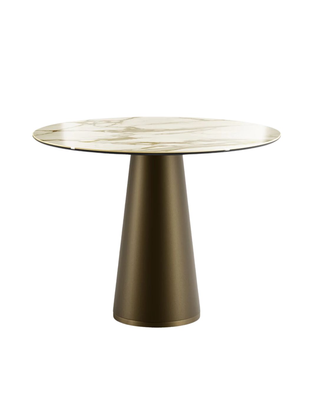 Pietų stalas su kūgio formos koja ir keramikiniu stalviršiu