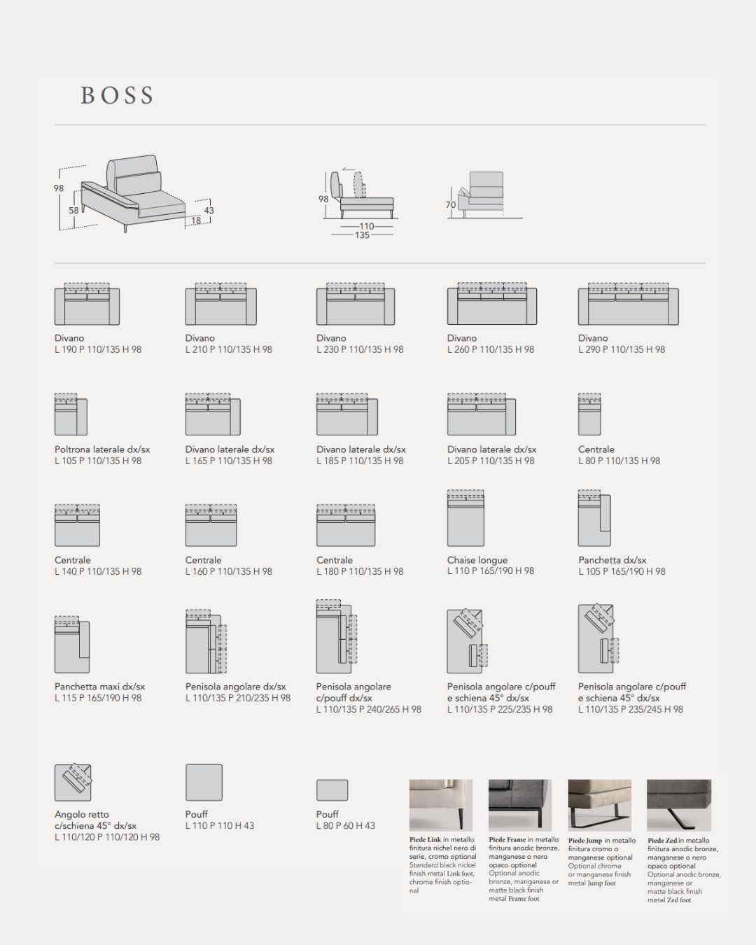 Boss - Samoa Divani - techninė informacija