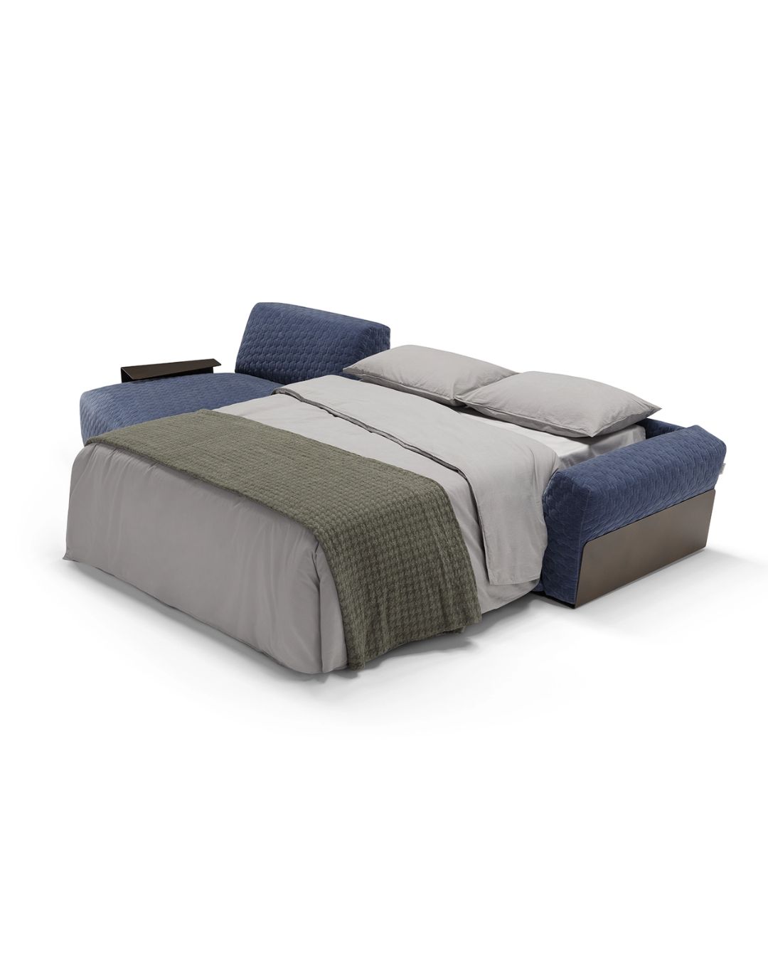 Modernaus dizaino mėlynos spalvos sofa-lova