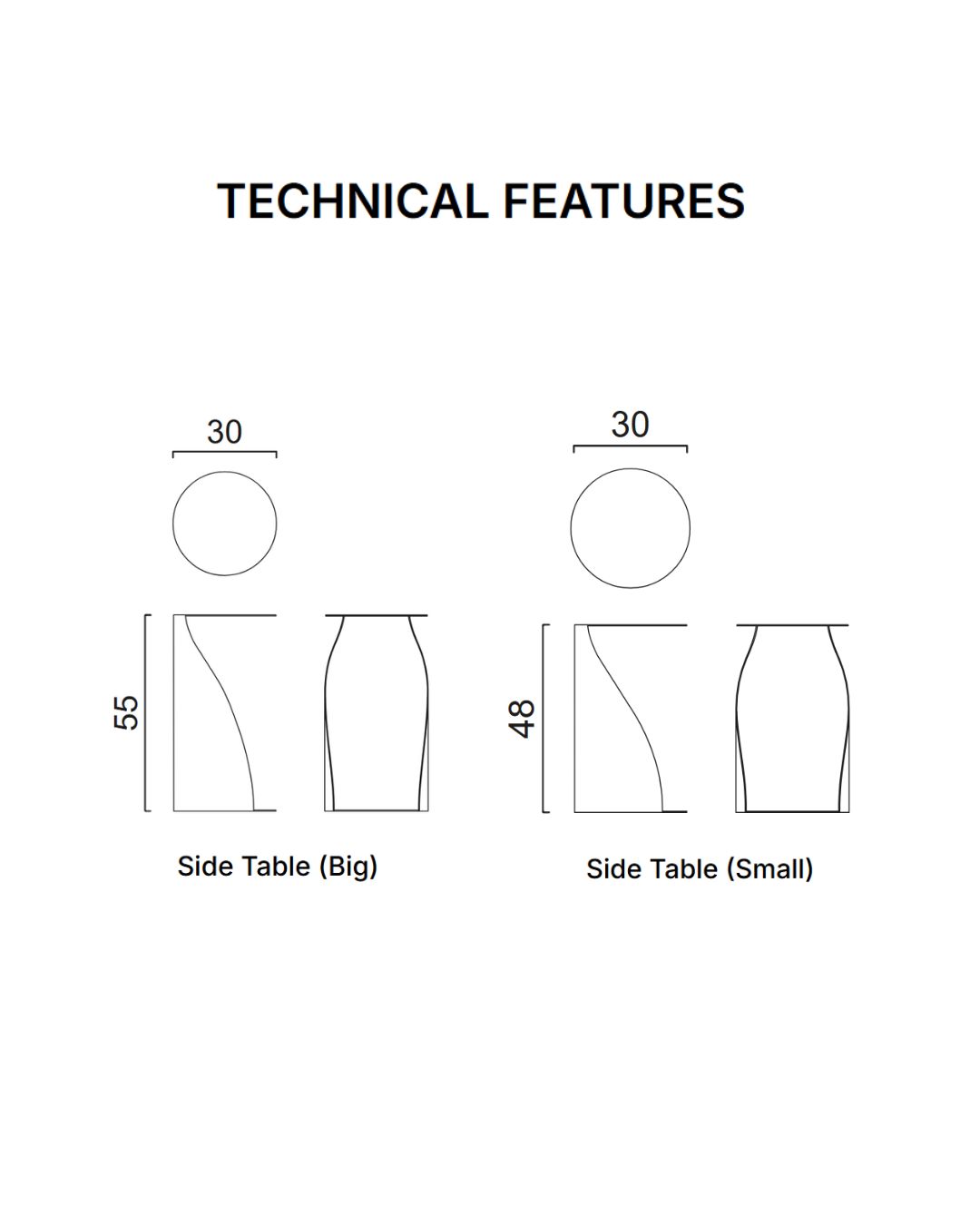 Pino šoniniai staliukai - Saloni