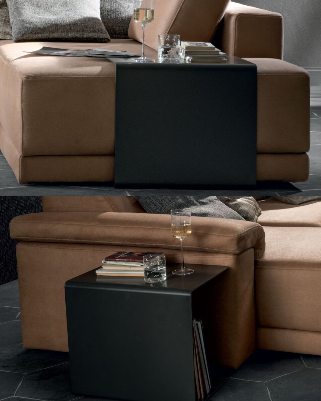 Kvadrato formos šoninis staliukas "Joke", tamsios spalvos