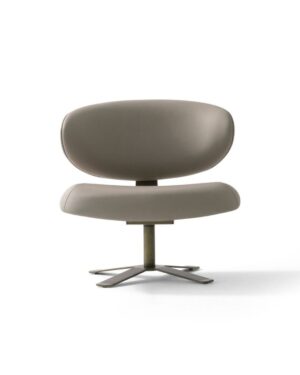 Modernaus dizaino kreminės spalvos fotelis ant sukamos bazės