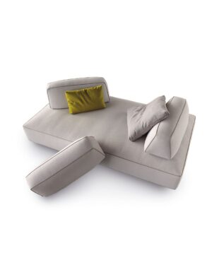 Modulinė sofa Filiph pilku audiniu ir laisvai pastatomomis pagalvėlėmis