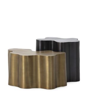 Banguoti kavos staliukai iš dažyto metalo, juodos ir sendintos bronzos spalvos