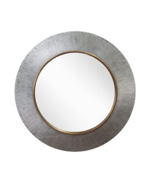 Apvalus veidrodis su storu sidabriniu rėmu